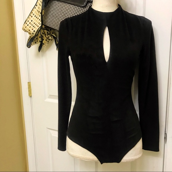 MINKPINK Tops - MINKPINK BLACK SUEDE BODYSUIT S